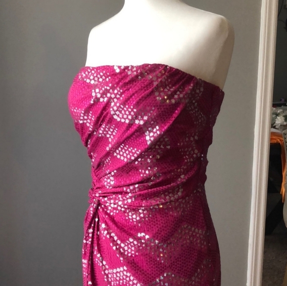 As U Wish Pink Strapless Ruched Gown - Picture 7 of 12